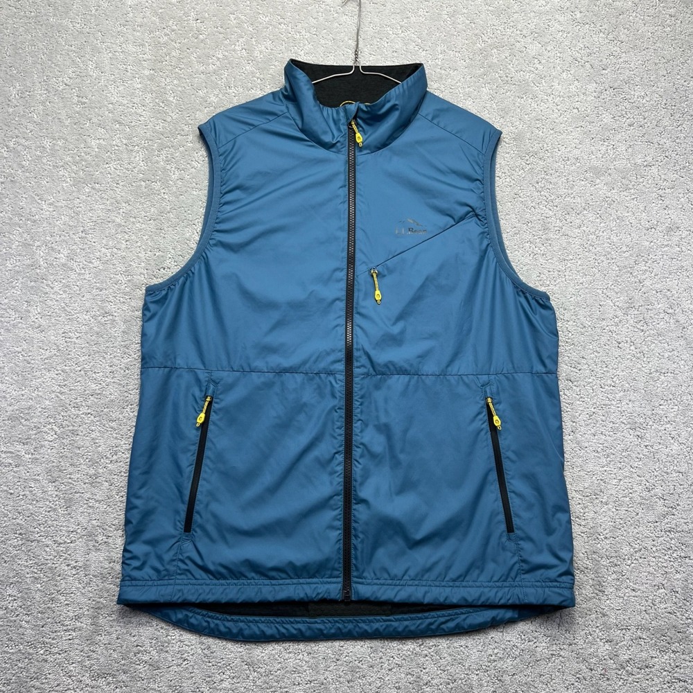 LL Bean Vest Mens M REG Blue Fleece Lined Pertex Quantum Windbreaker Performance